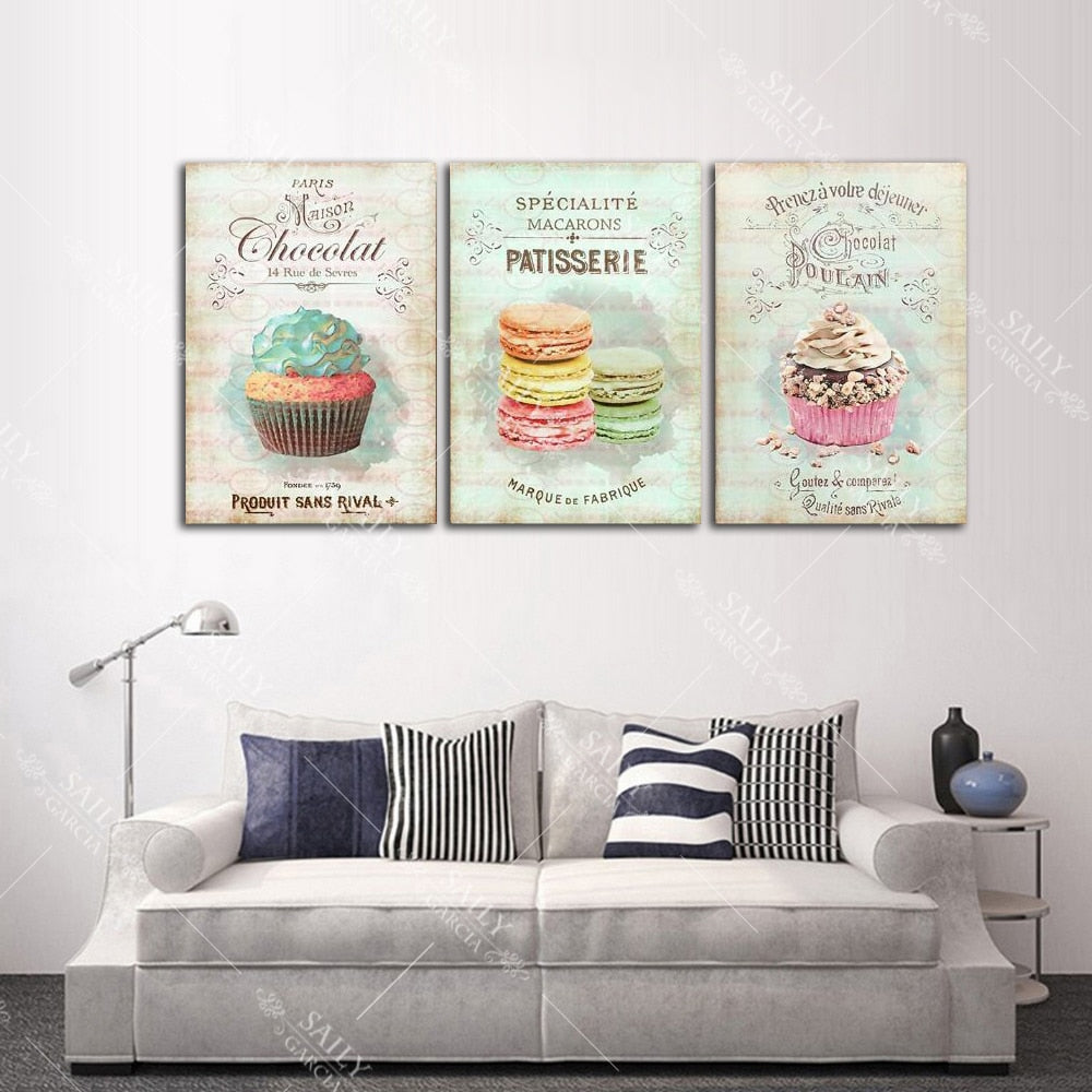 Søde og unikke plakater - stilrene og dekorative - med fransk café eller konditori tema