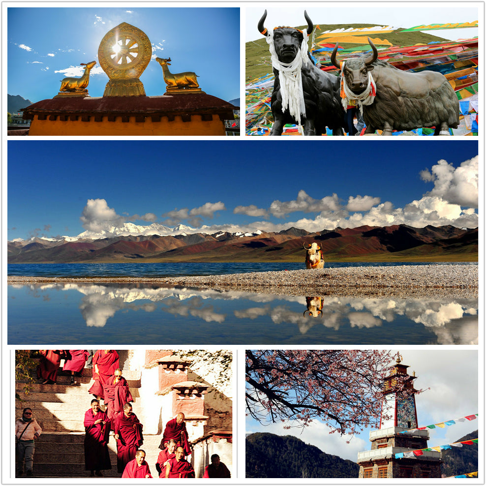 Håndknyttet tibetansk lykkearmbånd og venskabsarmbånd - 3-i-1 Sort Grå og Gulguld